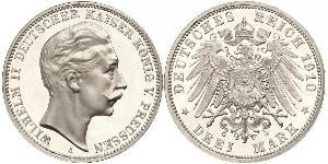 3 Mark Royaume de Prusse (1701-1918) Argent Wilhelm II, German Emperor (1859-1941)