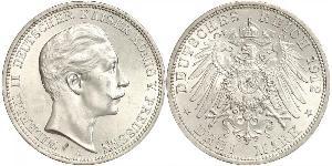 3 Mark Royaume de Prusse (1701-1918) Argent Wilhelm II, German Emperor (1859-1941)