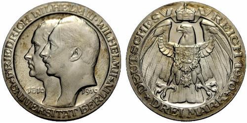 3 Mark Royaume de Prusse (1701-1918) Argent Wilhelm II, German Emperor (1859-1941)