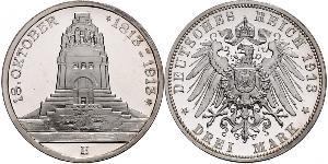 3 Mark Royaume de Saxe (1806 - 1918) Argent 