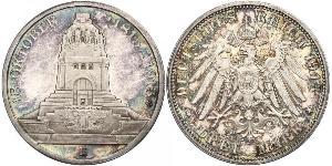 3 Mark Royaume de Saxe (1806 - 1918) Argent 