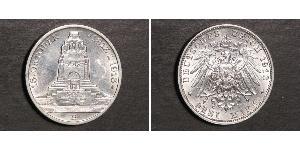 3 Mark Royaume de Saxe (1806 - 1918) Argent 