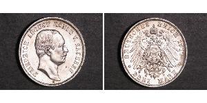 3 Mark Royaume de Saxe (1806 - 1918) Argent Frédéric-Auguste III de Saxe (1865-1932)
