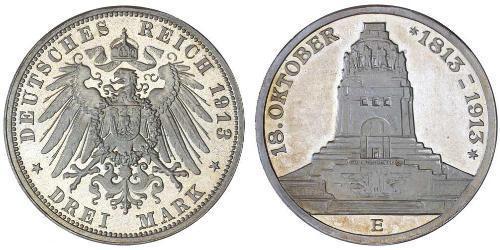 3 Mark Royaume de Saxe (1806 - 1918) Argent 