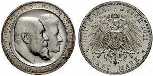 3 Mark Royaume de Wurtemberg (1806-1918) Argent Wilhelm II, German Emperor (1859-1941)