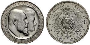 3 Mark Royaume de Wurtemberg (1806-1918) Argent Wilhelm II, German Emperor (1859-1941)