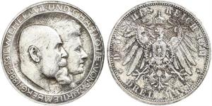 3 Mark Royaume de Wurtemberg (1806-1918) Argent Wilhelm II, German Emperor (1859-1941)