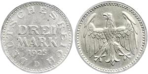 3 Mark République de Weimar (1918-1933) Argent 