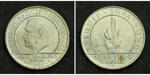 3 Mark République de Weimar (1918-1933) Argent Paul von Hindenburg