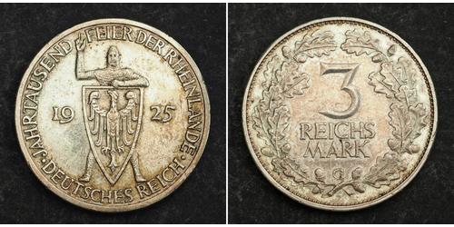 3 Mark République de Weimar (1918-1933) Argent 