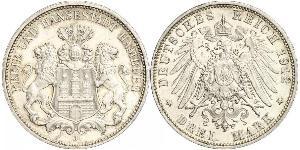 3 Mark States of Germany / Hambourg Argent 