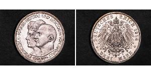 3 Mark Anhalt-Dessau (1603 -1863) Argento Federico II di Anhalt(1856 – 1918)