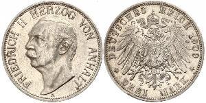 3 Mark Anhalt-Dessau (1603 -1863) Argento Federico II di Anhalt(1856 – 1918)
