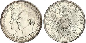3 Mark Anhalt-Dessau (1603 -1863) Argento Federico II di Anhalt(1856 – 1918)