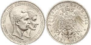 3 Mark Ducato di Brunswick (1815 - 1918) Argento Ernesto Augusto III di Brunswick (1887 - 1953)