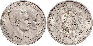 3 Mark Ducato di Brunswick (1815 - 1918) Argento Ernesto Augusto III di Brunswick (1887 - 1953)