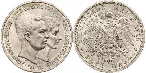 3 Mark Ducato di Brunswick (1815 - 1918) Argento Ernesto Augusto III di Brunswick (1887 - 1953)