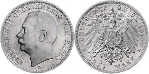 3 Mark Grand Duchy of Baden (1806-1918) Argento Federico II di Baden (1857 - 1928)