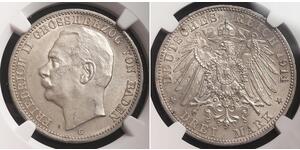 3 Mark Grand Duchy of Baden (1806-1918) Argento Federico II di Baden (1857 - 1928)