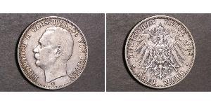 3 Mark Grand Duchy of Baden (1806-1918) Argento Federico II di Baden (1857 - 1928)