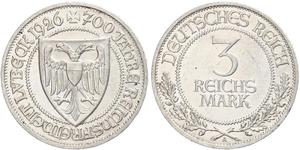 3 Mark Libera Città di Lubecca Argento 