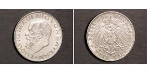3 Mark Regno di Baviera (1806 - 1918) Argento Ludovico III di Baviera (1845 – 1921)
