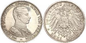 3 Mark Regno di Prussia (1701-1918) Argento Wilhelm II, German Emperor (1859-1941)
