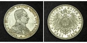 3 Mark Regno di Prussia (1701-1918) Argento Wilhelm II, German Emperor (1859-1941)