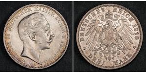 3 Mark Regno di Prussia (1701-1918) Argento Wilhelm II, German Emperor (1859-1941)