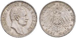 3 Mark Regno di Sassonia (1806 - 1918) Argento Federico Augusto III di Sassonia (1865-1932)