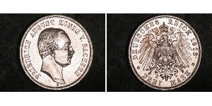 3 Mark Regno di Sassonia (1806 - 1918) Argento Federico Augusto III di Sassonia (1865-1932)