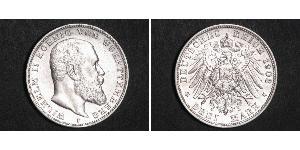 3 Mark Regno di Württemberg (1806-1918) Argento Wilhelm II, German Emperor (1859-1941)