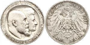 3 Mark Regno di Württemberg (1806-1918) Argento Wilhelm II, German Emperor (1859-1941)