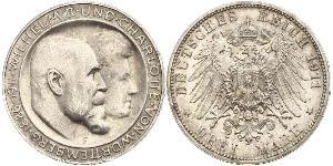 3 Mark Regno di Württemberg (1806-1918) Argento Wilhelm II, German Emperor (1859-1941)