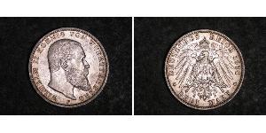 3 Mark Regno di Württemberg (1806-1918) Argento Wilhelm II, German Emperor (1859-1941)