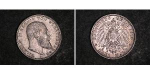 3 Mark Regno di Württemberg (1806-1918) Argento Wilhelm II, German Emperor (1859-1941)