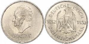 3 Mark Repubblica di Weimar (1918-1933) Argento 
