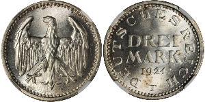 3 Mark Repubblica di Weimar (1918-1933) Argento 