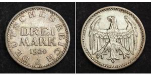 3 Mark Repubblica di Weimar (1918-1933) Argento 