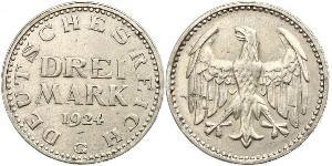 3 Mark Repubblica di Weimar (1918-1933) Argento 