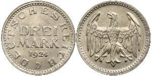3 Mark Repubblica di Weimar (1918-1933) Argento 