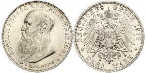 3 Mark Sassonia-Meiningen (1680 - 1918) Argento Giorgio II di Sassonia-Meiningen
