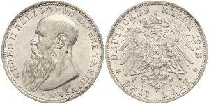 3 Mark Sassonia-Meiningen (1680 - 1918) Argento Giorgio II di Sassonia-Meiningen