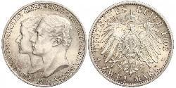 3 Mark Sassonia-Weimar-Eisenach (1809 - 1918) Argento Guglielmo Ernesto di Sassonia-Weimar-Eisenach