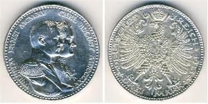 3 Mark Sassonia-Weimar-Eisenach (1809 - 1918) Argento Guglielmo Ernesto di Sassonia-Weimar-Eisenach