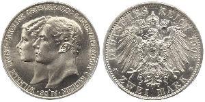 3 Mark Sassonia-Weimar-Eisenach (1809 - 1918) Argento Guglielmo Ernesto di Sassonia-Weimar-Eisenach