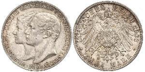 3 Mark Sassonia-Weimar-Eisenach (1809 - 1918) Argento Guglielmo Ernesto di Sassonia-Weimar-Eisenach