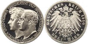 3 Mark Sassonia-Weimar-Eisenach (1809 - 1918) Argento Guglielmo Ernesto di Sassonia-Weimar-Eisenach