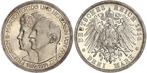 3 Mark Anhalt-Dessau (1603 -1863) Plata Federico II de Anhalt(1856 – 1918)