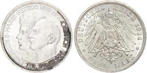 3 Mark Anhalt-Dessau (1603 -1863) Plata Federico II de Anhalt(1856 – 1918)